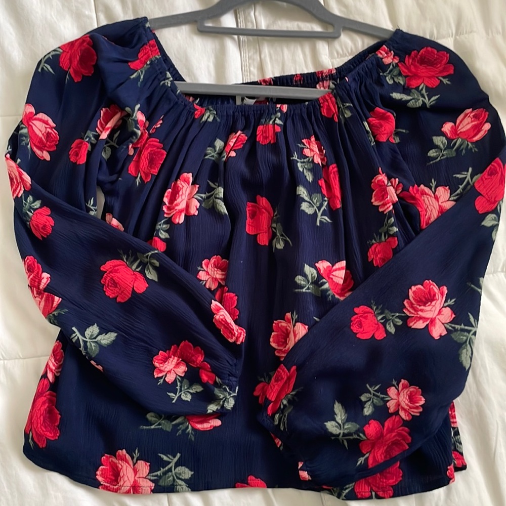 red flower blouse